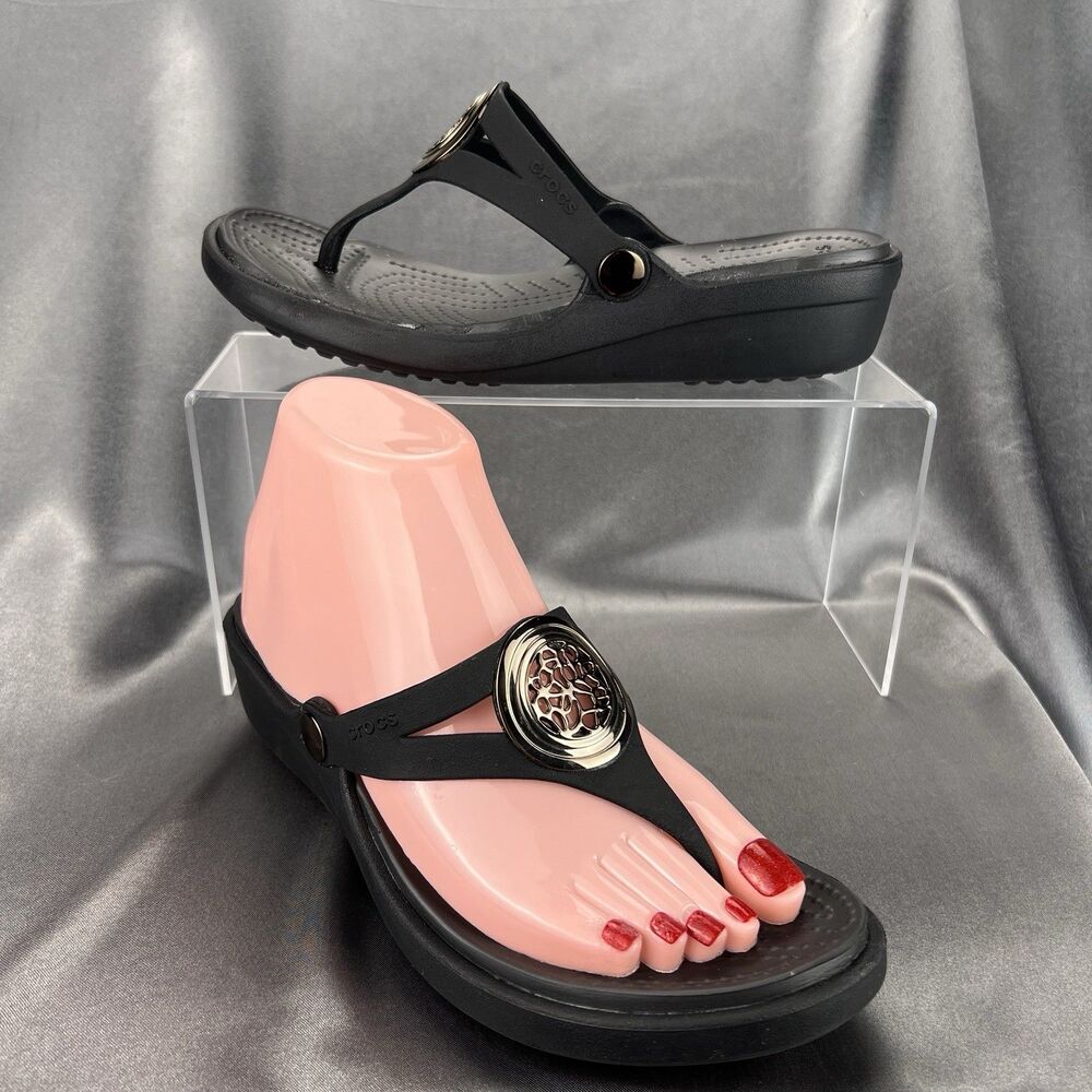 CROCS Women's Black Sandals with Metal Accent